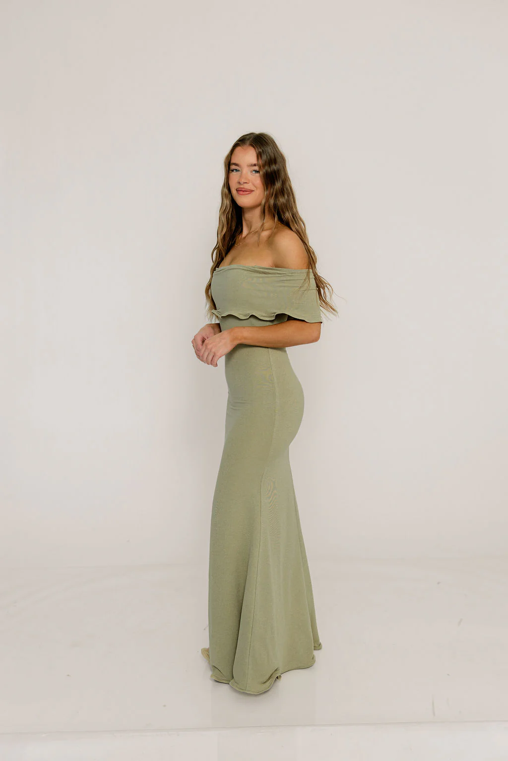Tommie Maxi Dress in Dusty Olive - Bump Friendly (Size Up for Bump) - Image 4