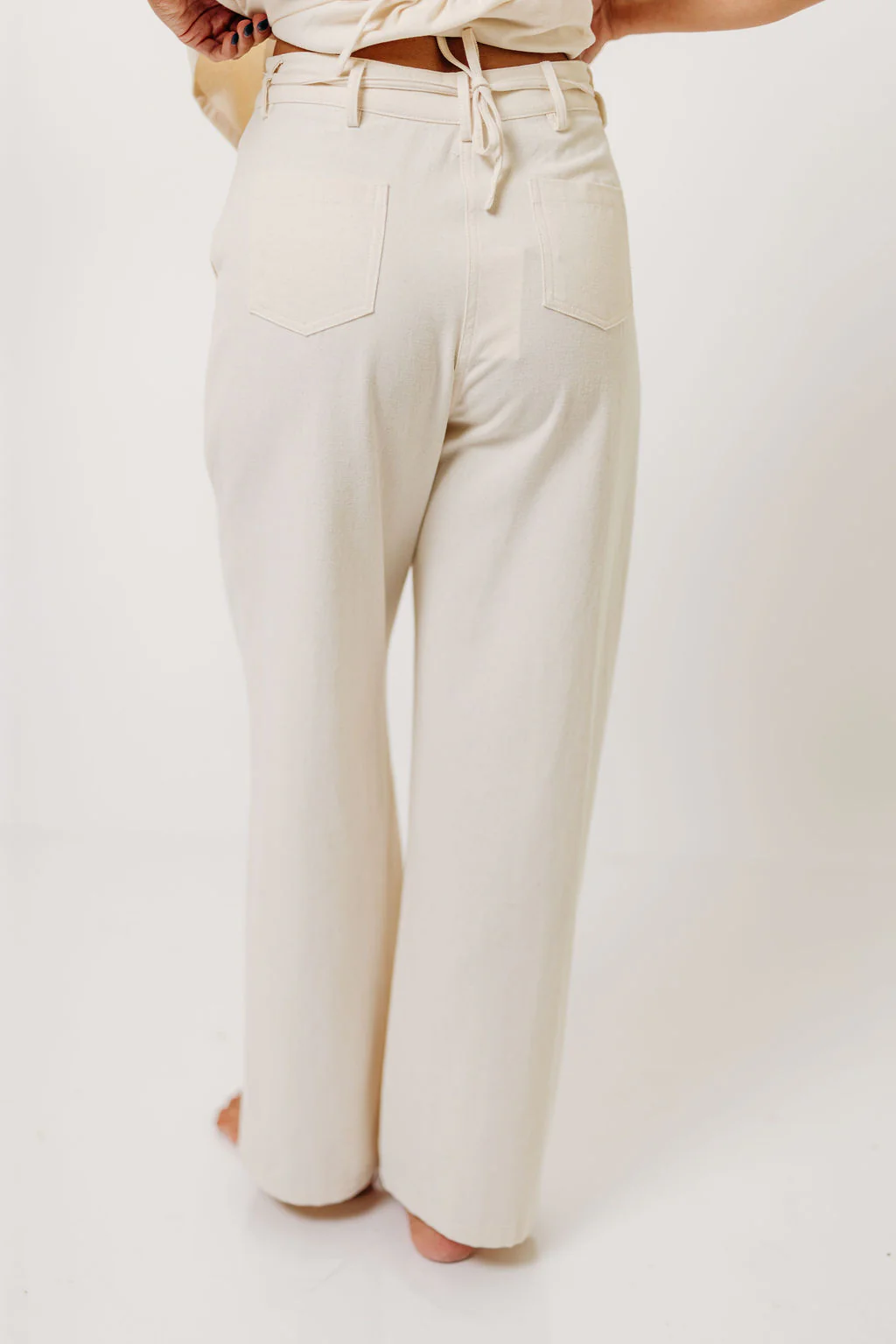 Knightley 100% Cotton Twill Utility Pants in Cream - Image 4