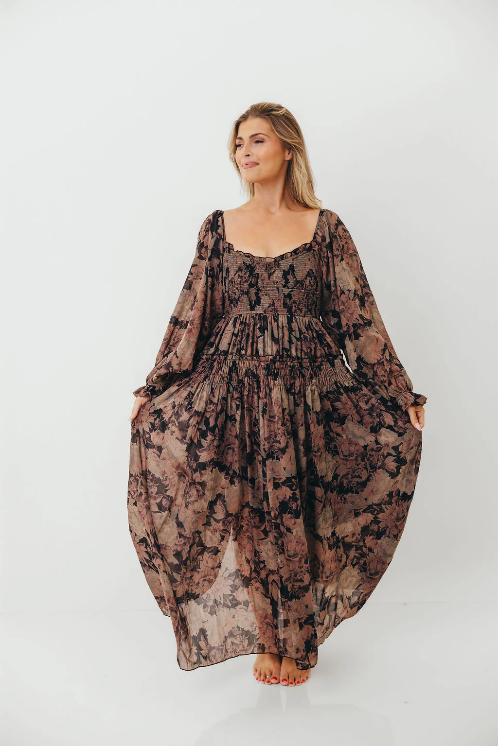 Blaine Smocked Maxi Dress in Black Floral *Final Sale* - Image 13
