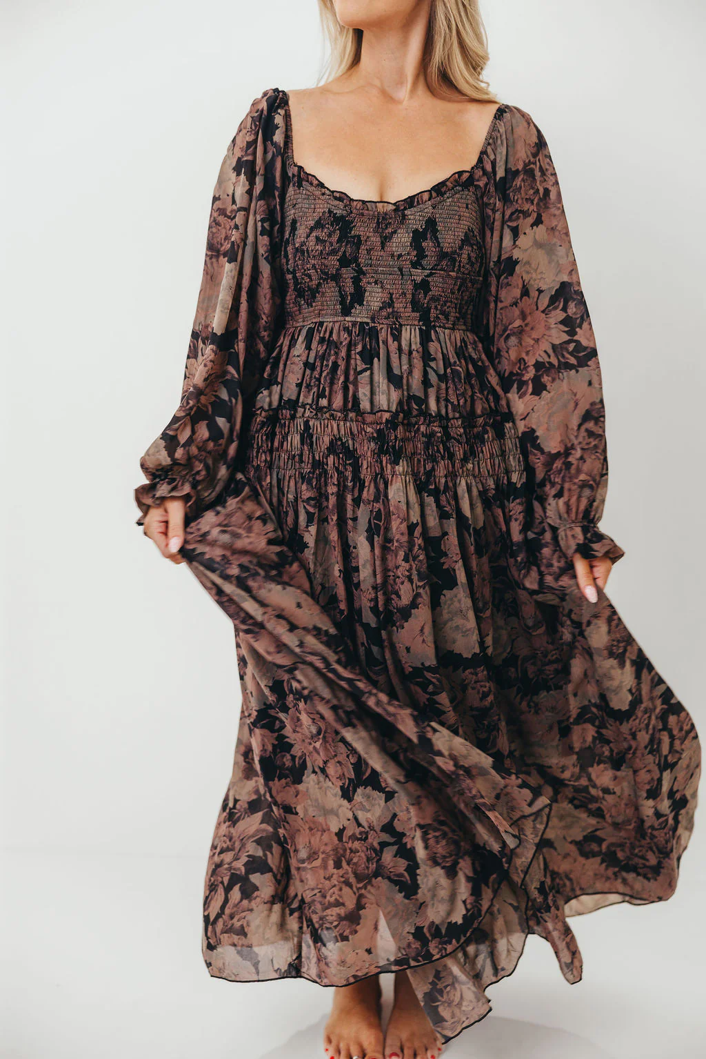Blaine Smocked Maxi Dress in Black Floral *Final Sale* - Image 16