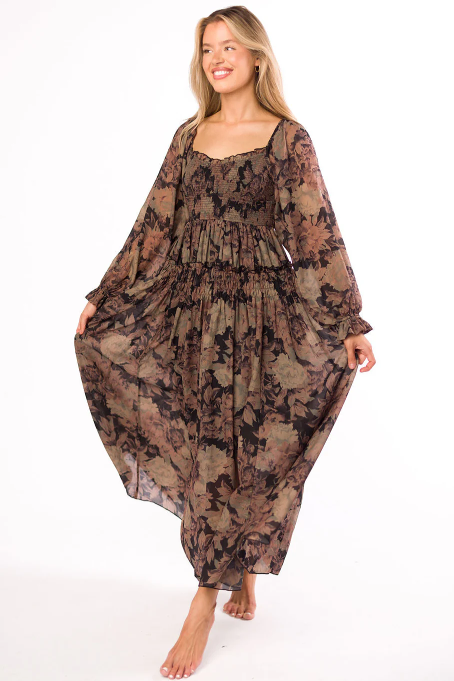 Blaine Smocked Maxi Dress in Black Floral *Final Sale* - Image 2
