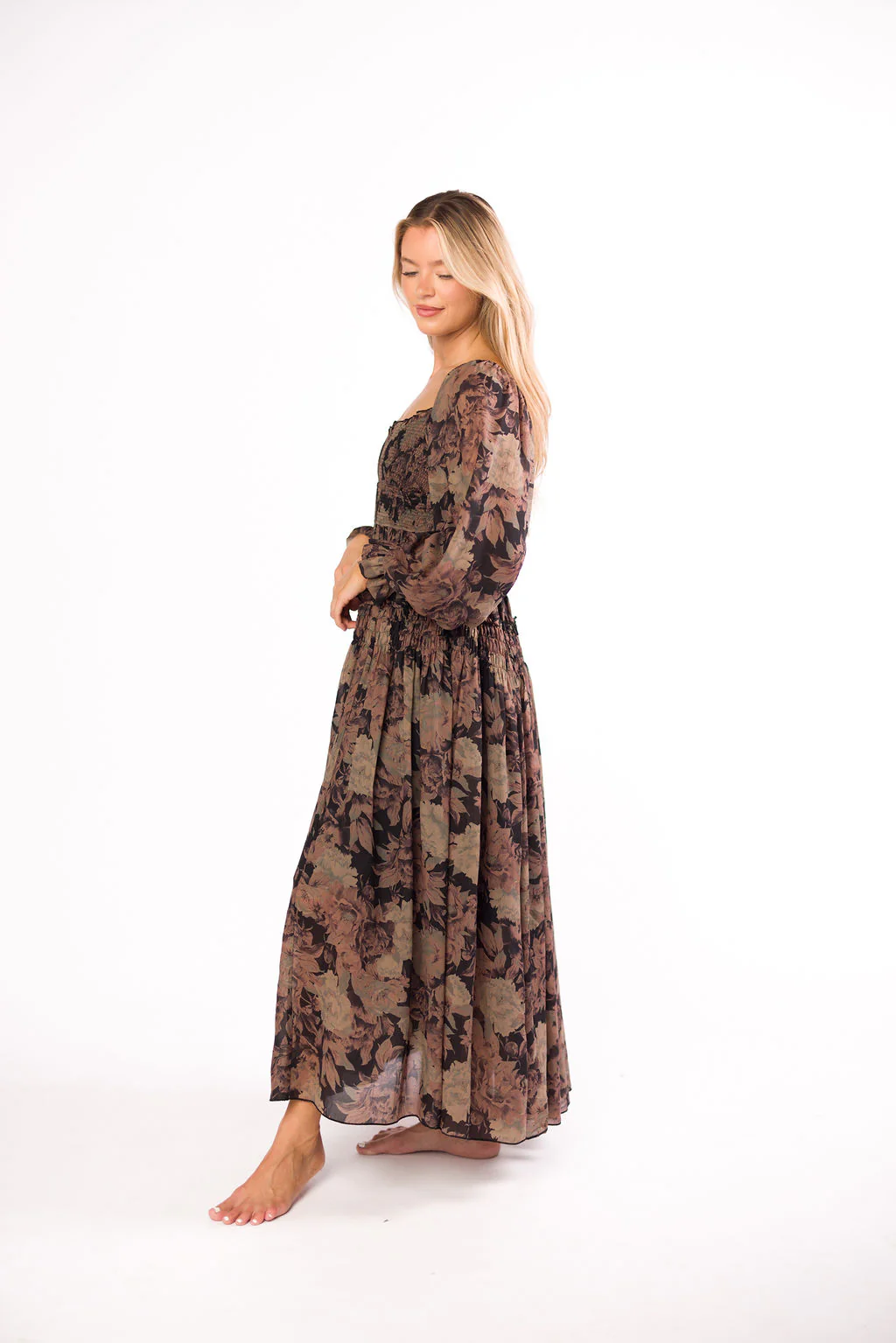 Blaine Smocked Maxi Dress in Black Floral *Final Sale* - Image 3