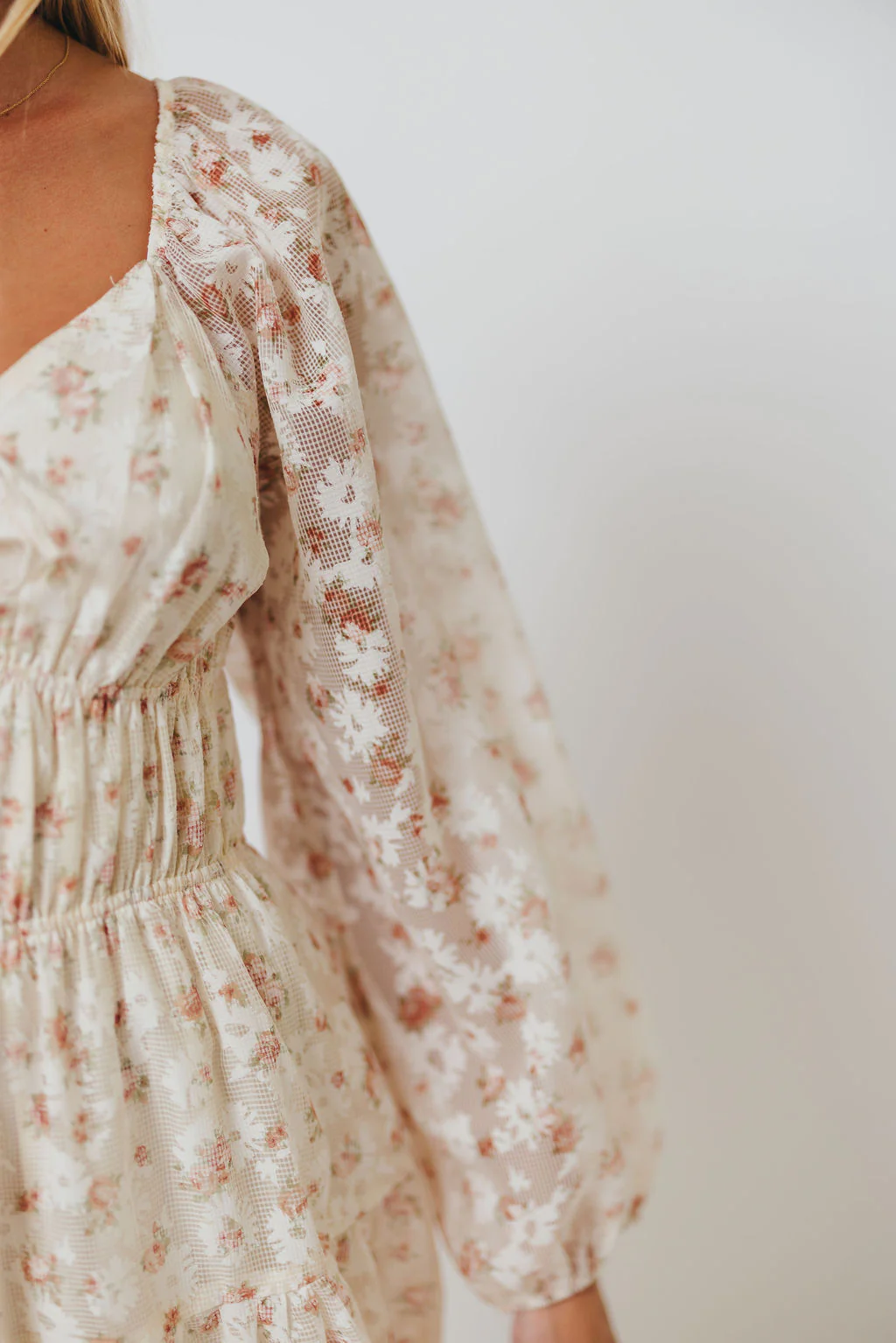 Macklynn V-Neck Long Sleeve Tier Maxi Dress in Cream/Orange Floral - Image 13