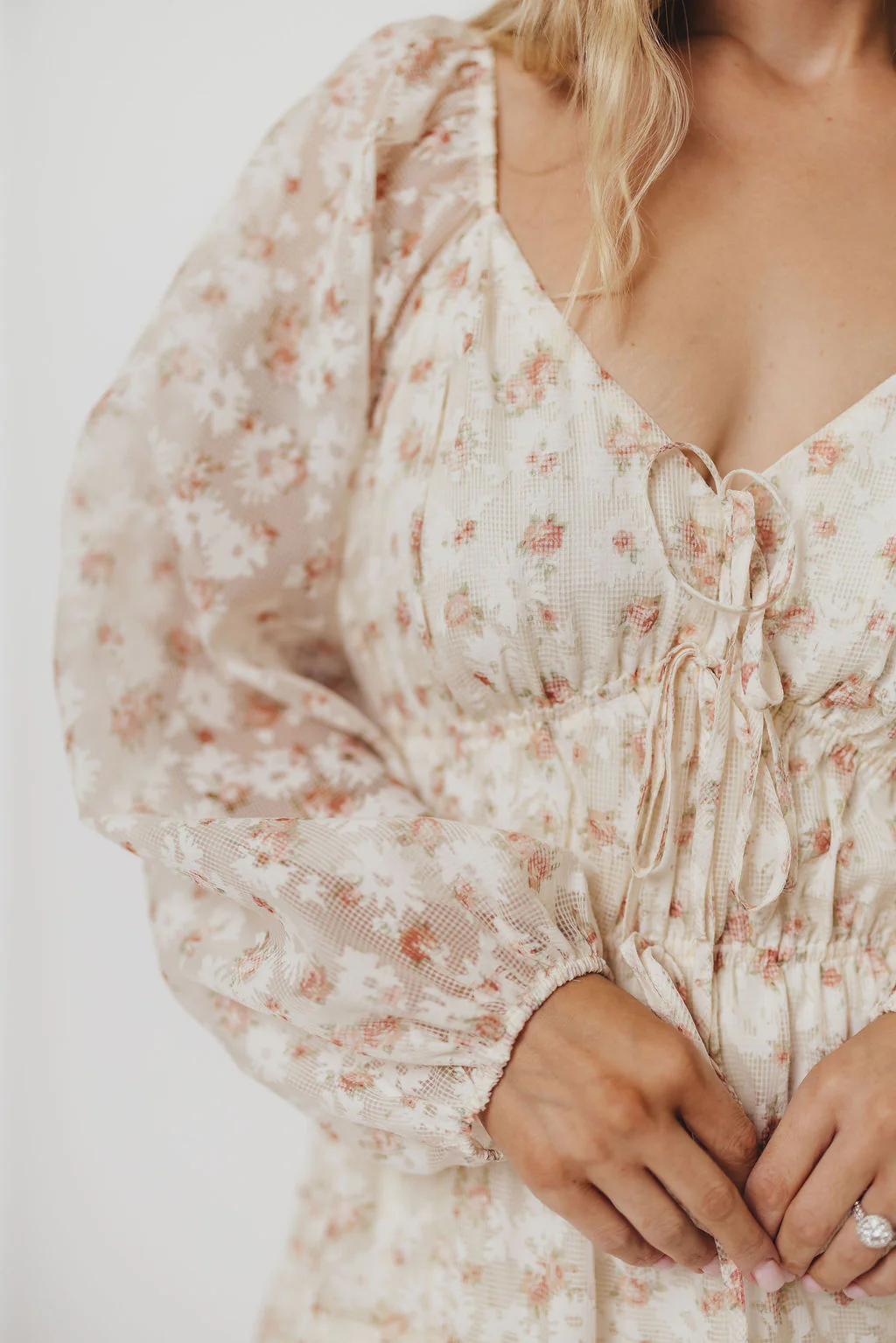 Macklynn V-Neck Long Sleeve Tier Maxi Dress in Cream/Orange Floral - Image 19