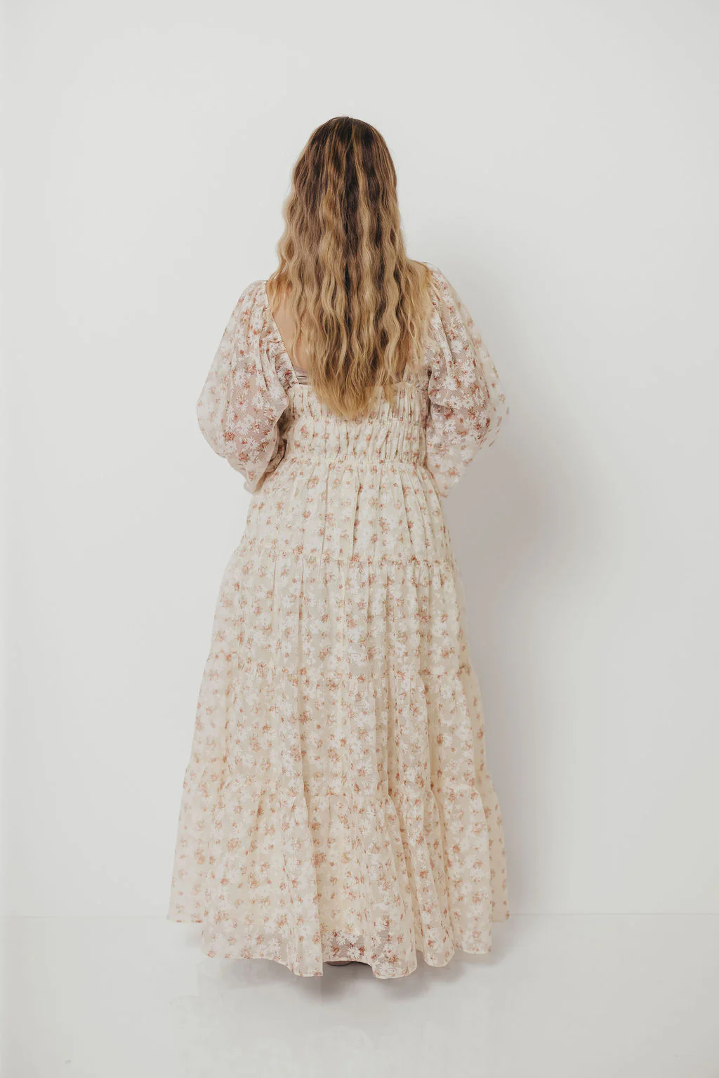 Macklynn V-Neck Long Sleeve Tier Maxi Dress in Cream/Orange Floral - Image 20