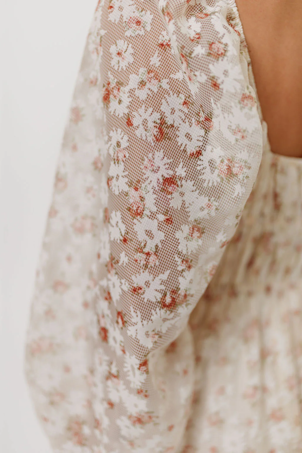 Macklynn V-Neck Long Sleeve Tier Maxi Dress in Cream/Orange Floral - Image 8
