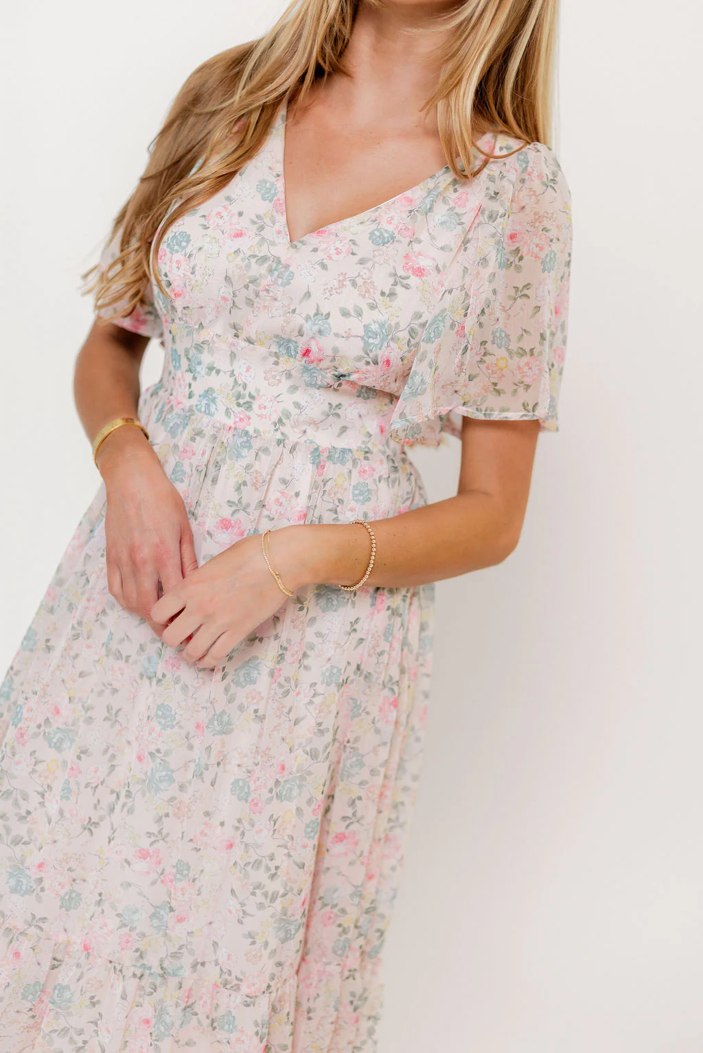 Val Flutter Sleeve Maxi Dress in Sweet Pink Floral - Image 7