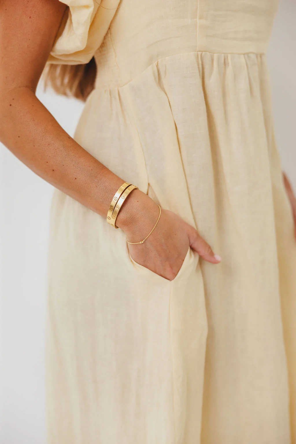 Candace Woven 100% Linen Maxi Dress in Soft Yellow - Bump Friendly - Image 10