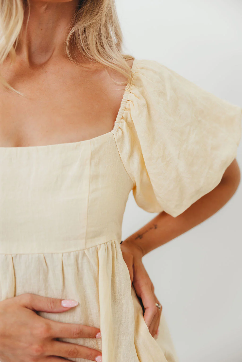 Candace Woven 100% Linen Maxi Dress in Soft Yellow - Bump Friendly - Image 20