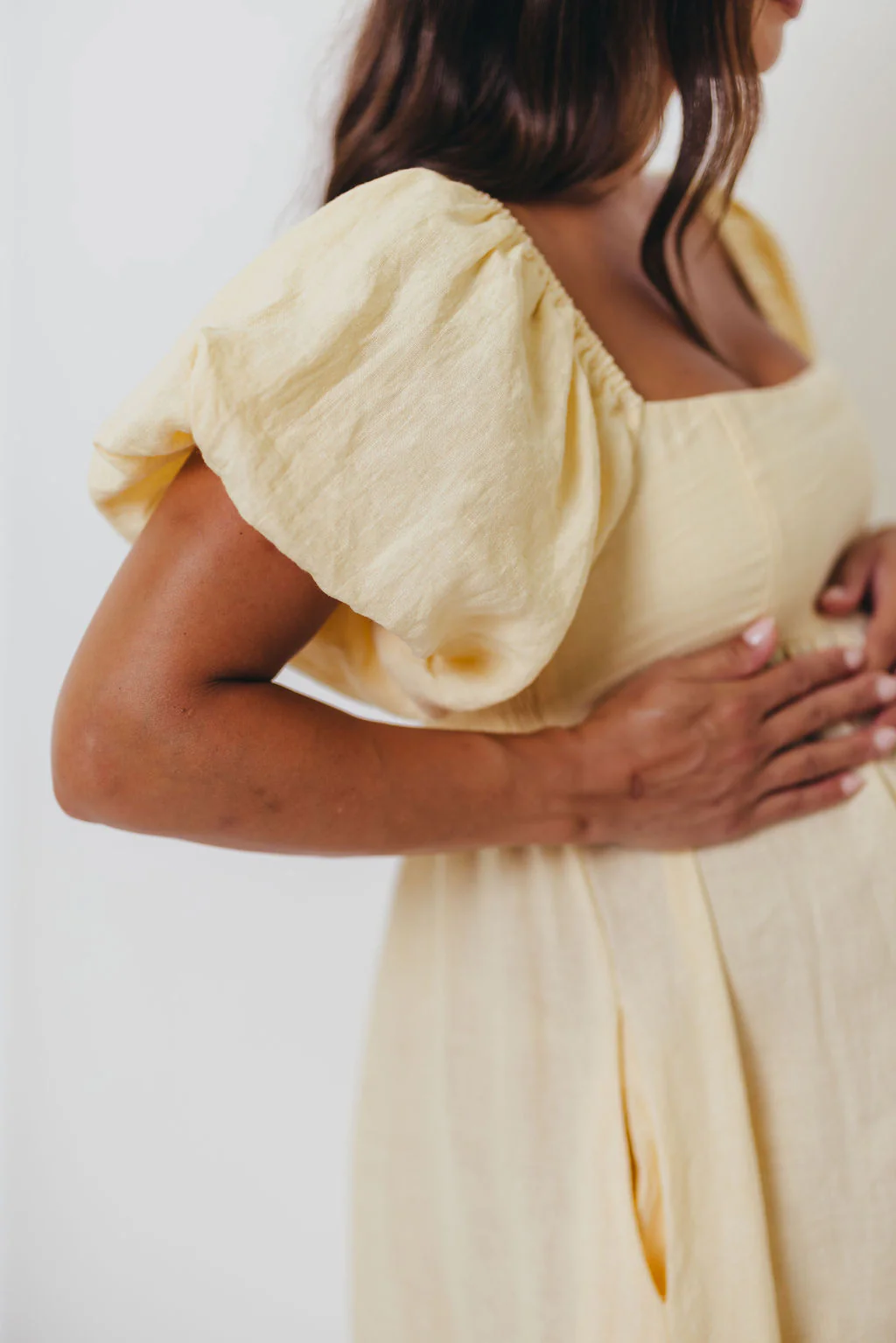 Candace Woven 100% Linen Maxi Dress in Soft Yellow - Bump Friendly - Image 26