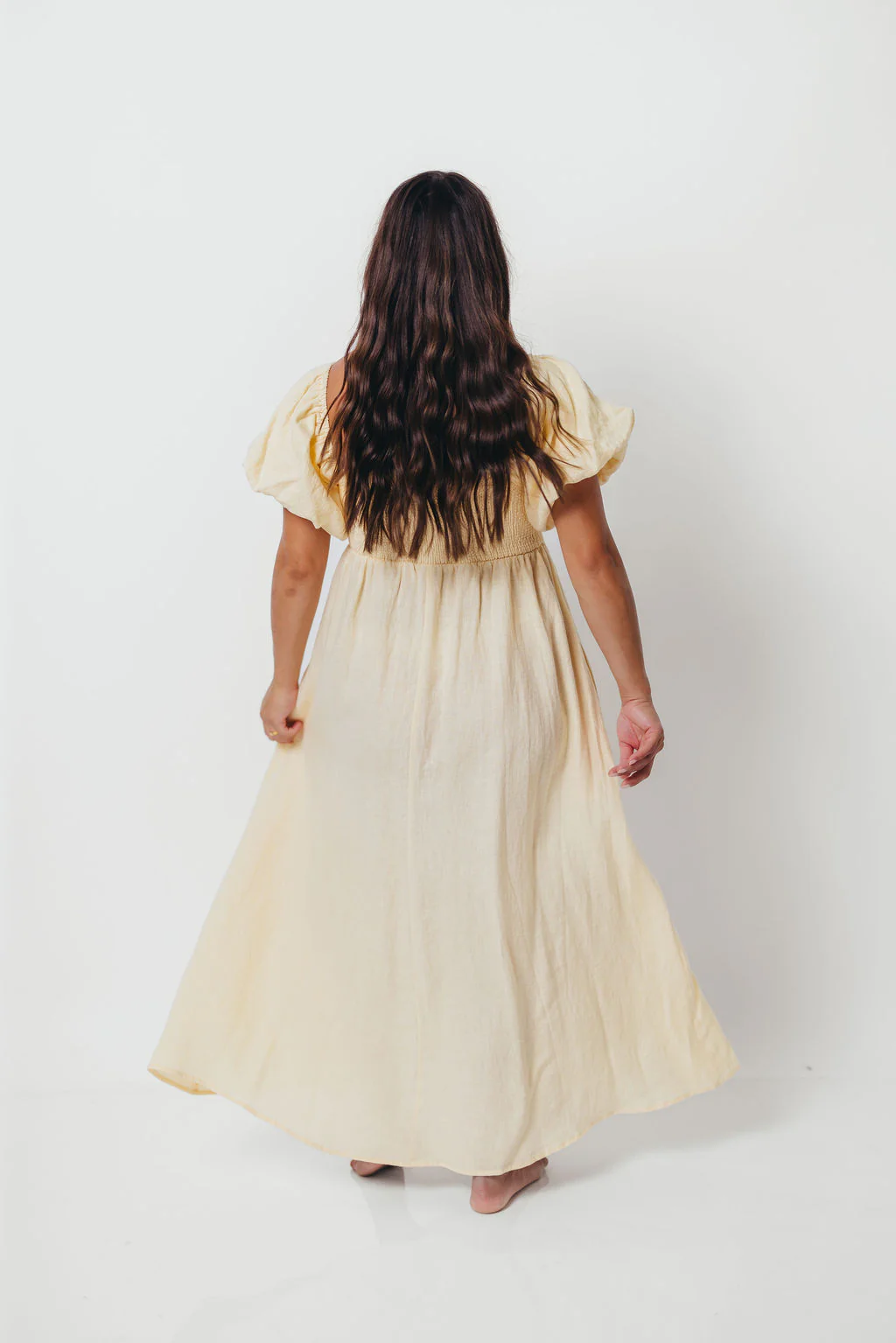 Candace Woven 100% Linen Maxi Dress in Soft Yellow - Bump Friendly - Image 27