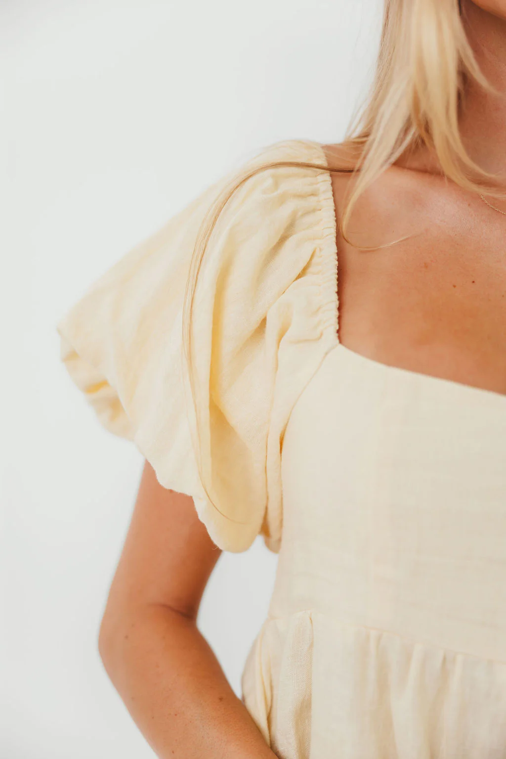 Candace Woven 100% Linen Maxi Dress in Soft Yellow - Bump Friendly - Image 7