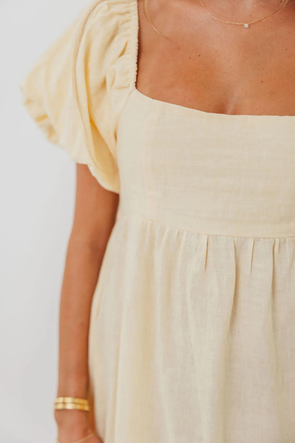 Candace Woven 100% Linen Maxi Dress in Soft Yellow - Bump Friendly - Image 8