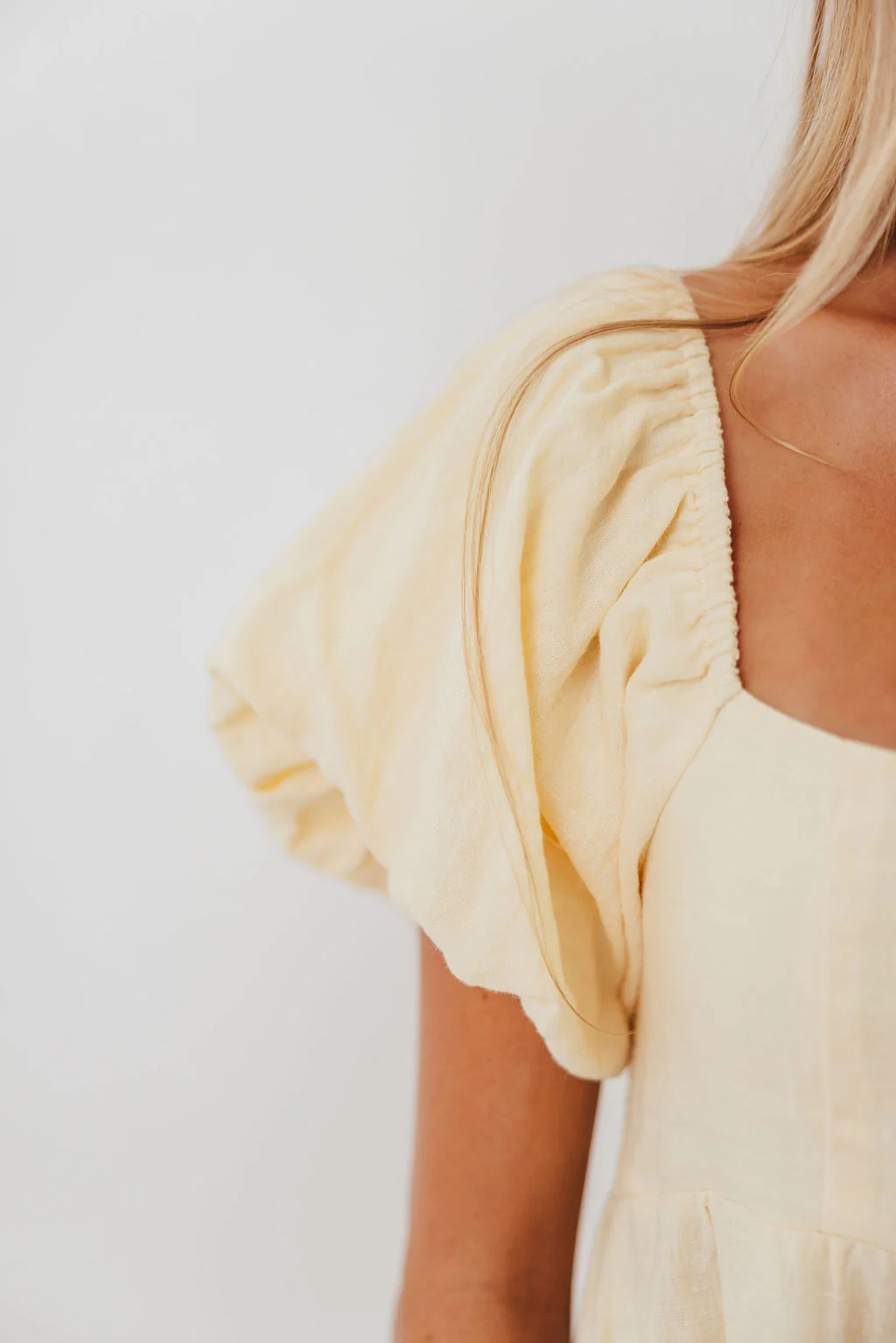 Candace Woven 100% Linen Maxi Dress in Soft Yellow - Bump Friendly - Image 9