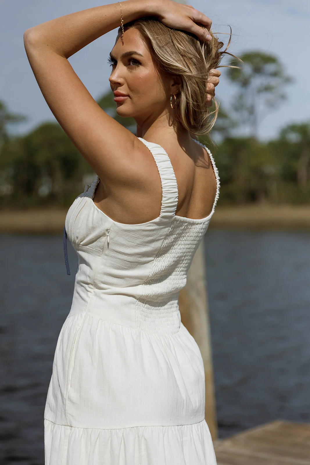 Ariel Nautical Tie Maxi Dress in Off White - Image 10