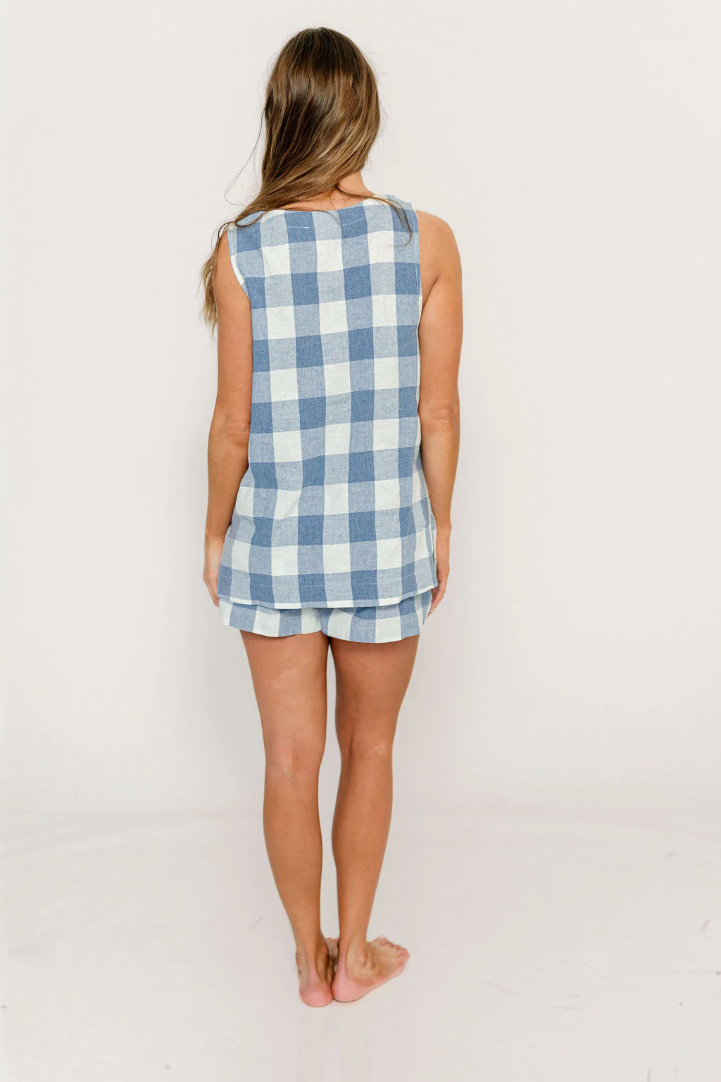 Winnie Gingham Set in Dusty Blue/Off White - Image 6