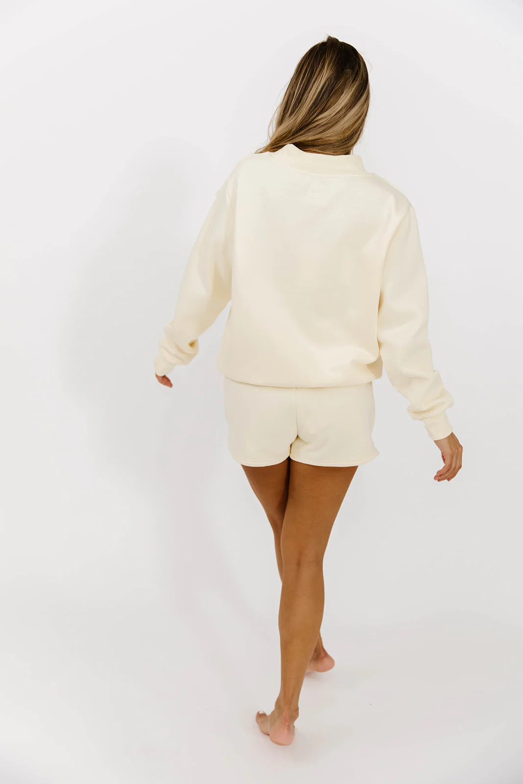 WORTH Tone On Tone Embroidered Mockneck Sweatshirt in Toasted Cream *Final Sale* - Image 12