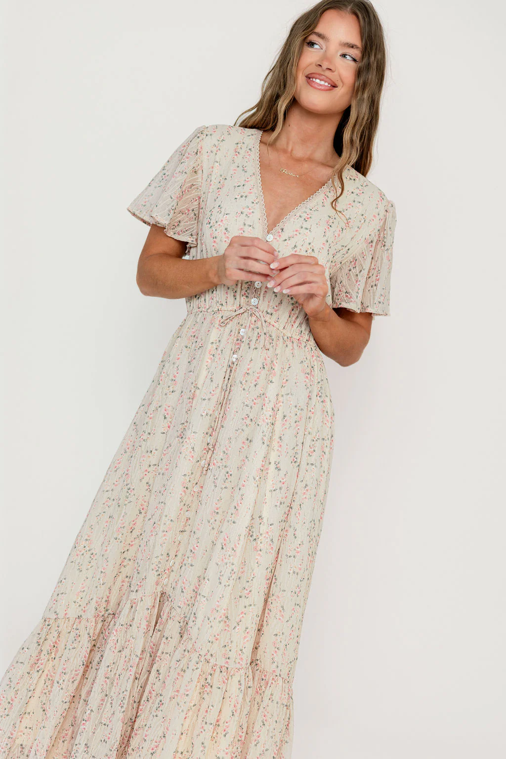 Illia Woven Maxi Dress in Blush Multi - Image 10