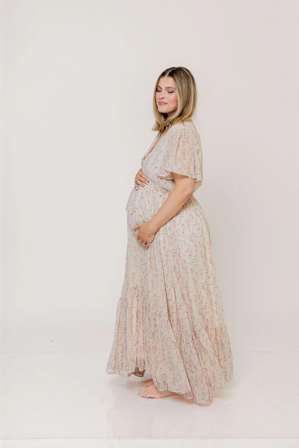 Illia Woven Maxi Dress in Blush Multi - Image 14
