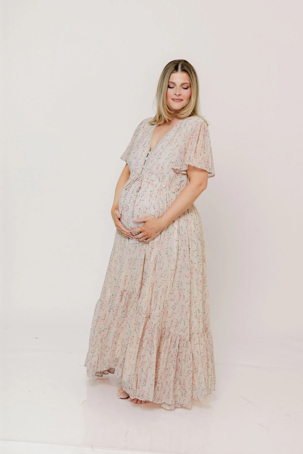 Illia Woven Maxi Dress in Blush Multi - Image 16