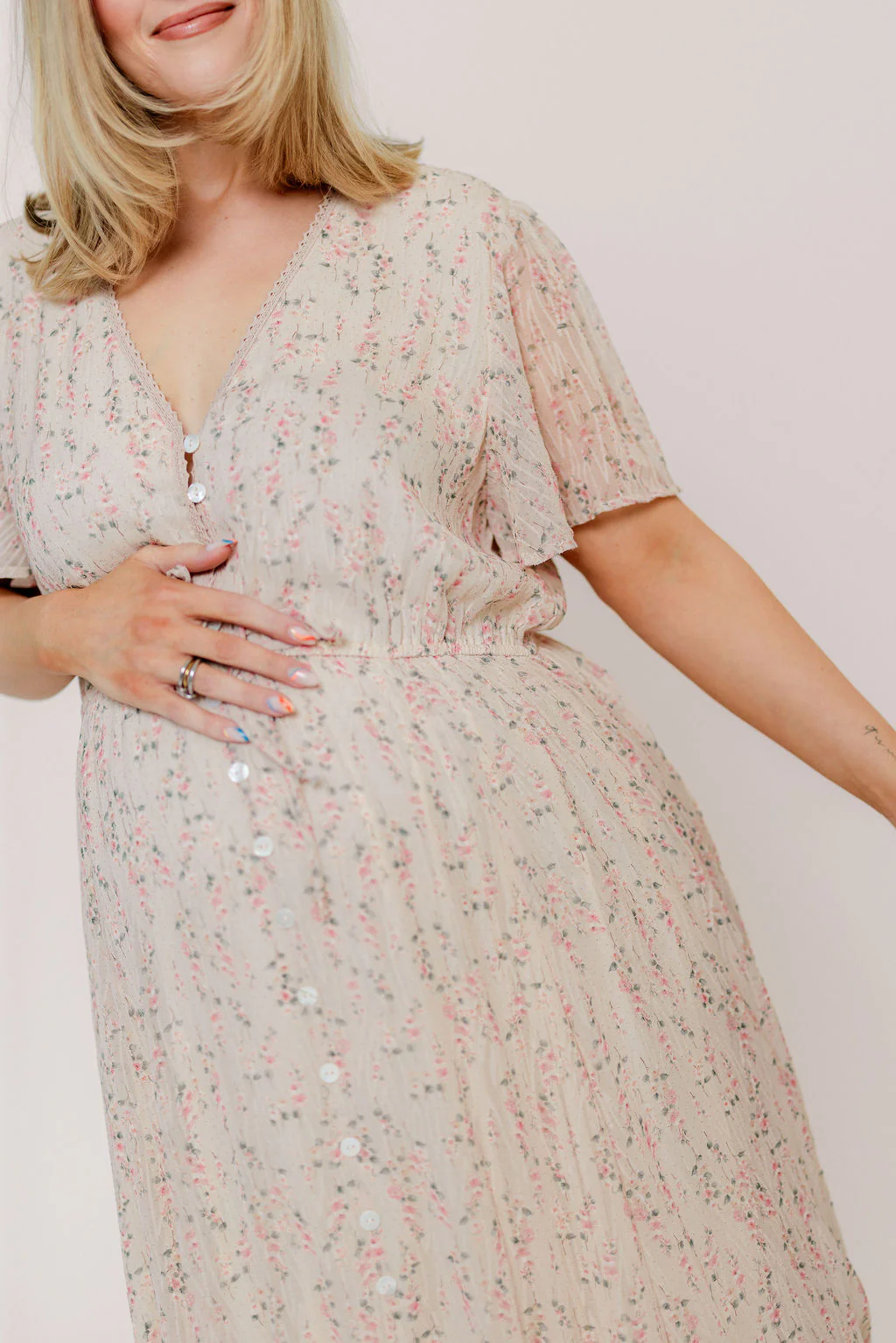 Illia Woven Maxi Dress in Blush Multi - Image 19