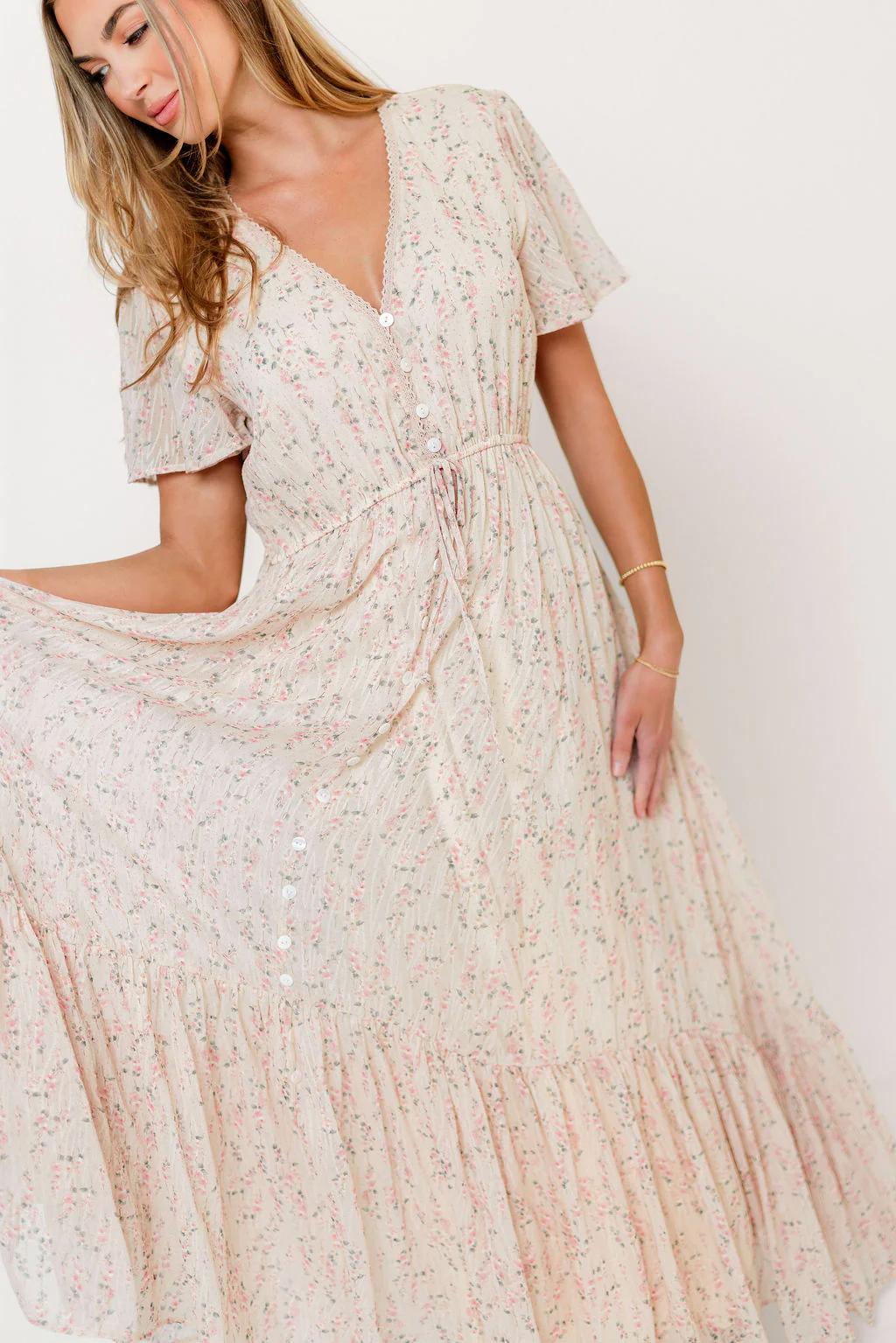 Illia Woven Maxi Dress in Blush Multi - Image 23