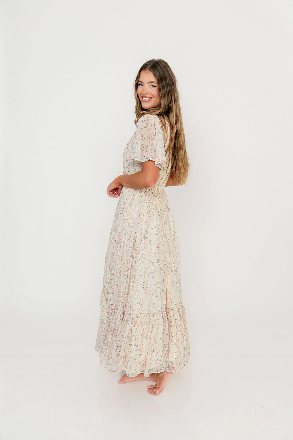 Illia Woven Maxi Dress in Blush Multi - Image 6