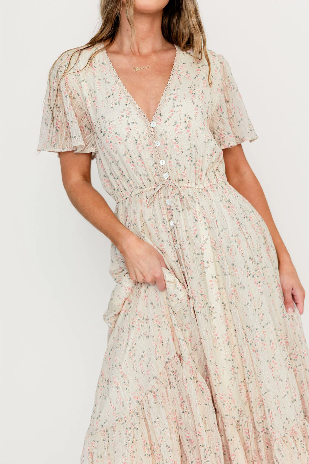 Illia Woven Maxi Dress in Blush Multi - Image 8