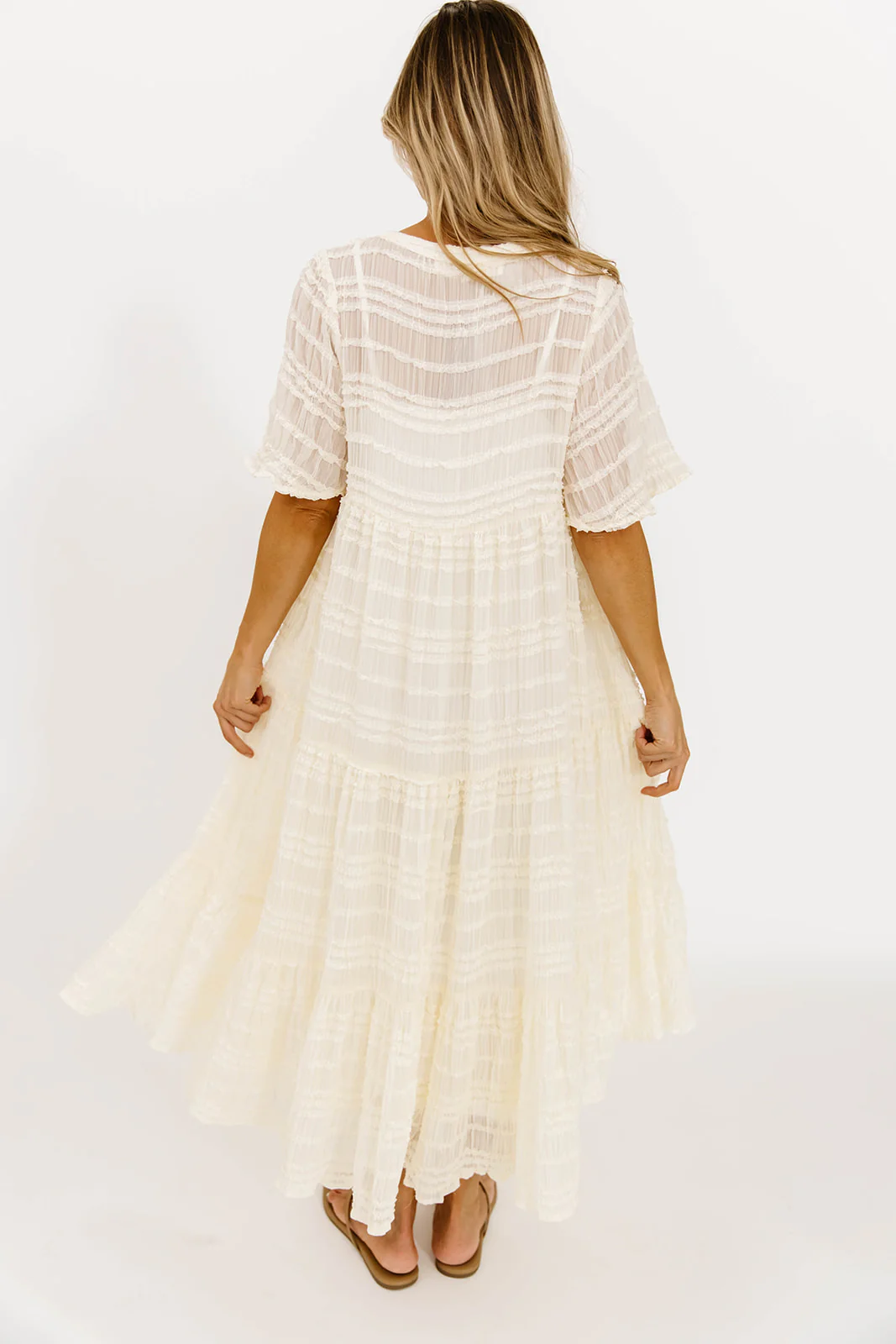 Kristin Tiered Woven Maxi Dress with Detachable Liner in Ivory - Bump Friendly (Restocking in August) - Image 14