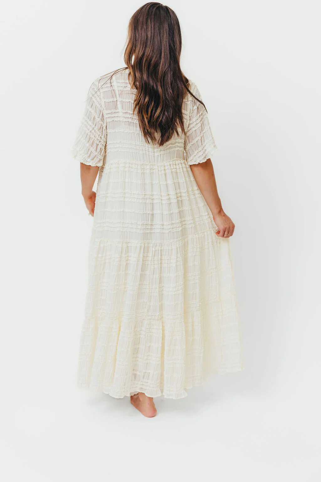 Kristin Tiered Woven Maxi Dress with Detachable Liner in Ivory - Bump Friendly (Restocking in August) - Image 17