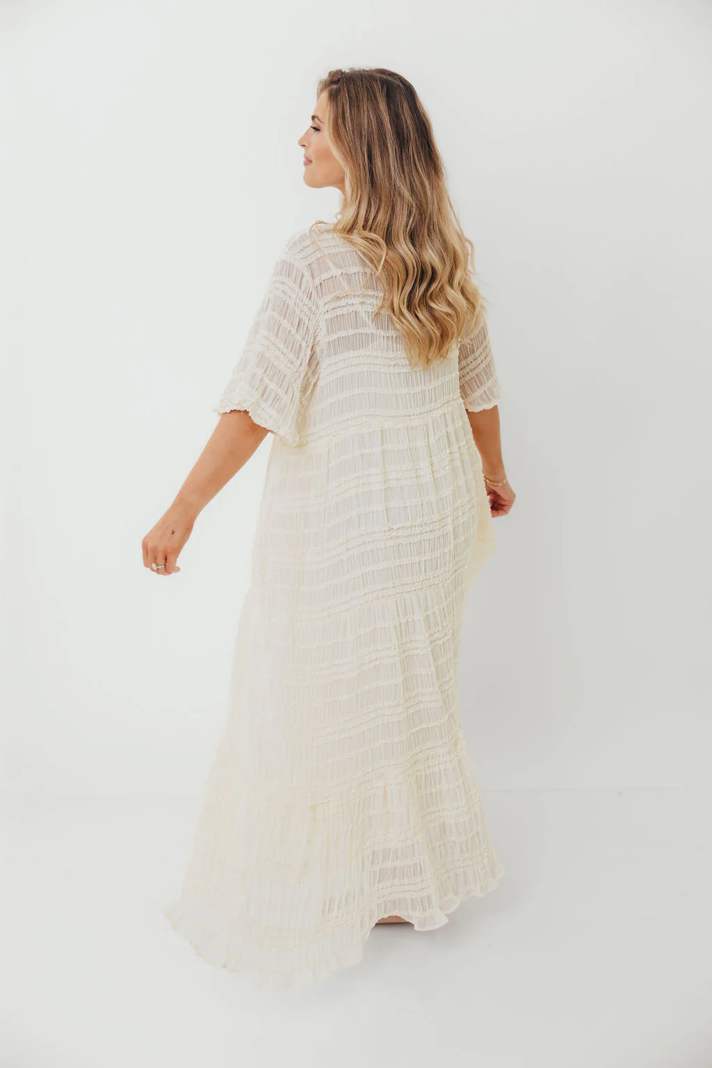 Kristin Tiered Woven Maxi Dress with Detachable Liner in Ivory - Bump Friendly (Restocking in August) - Image 19