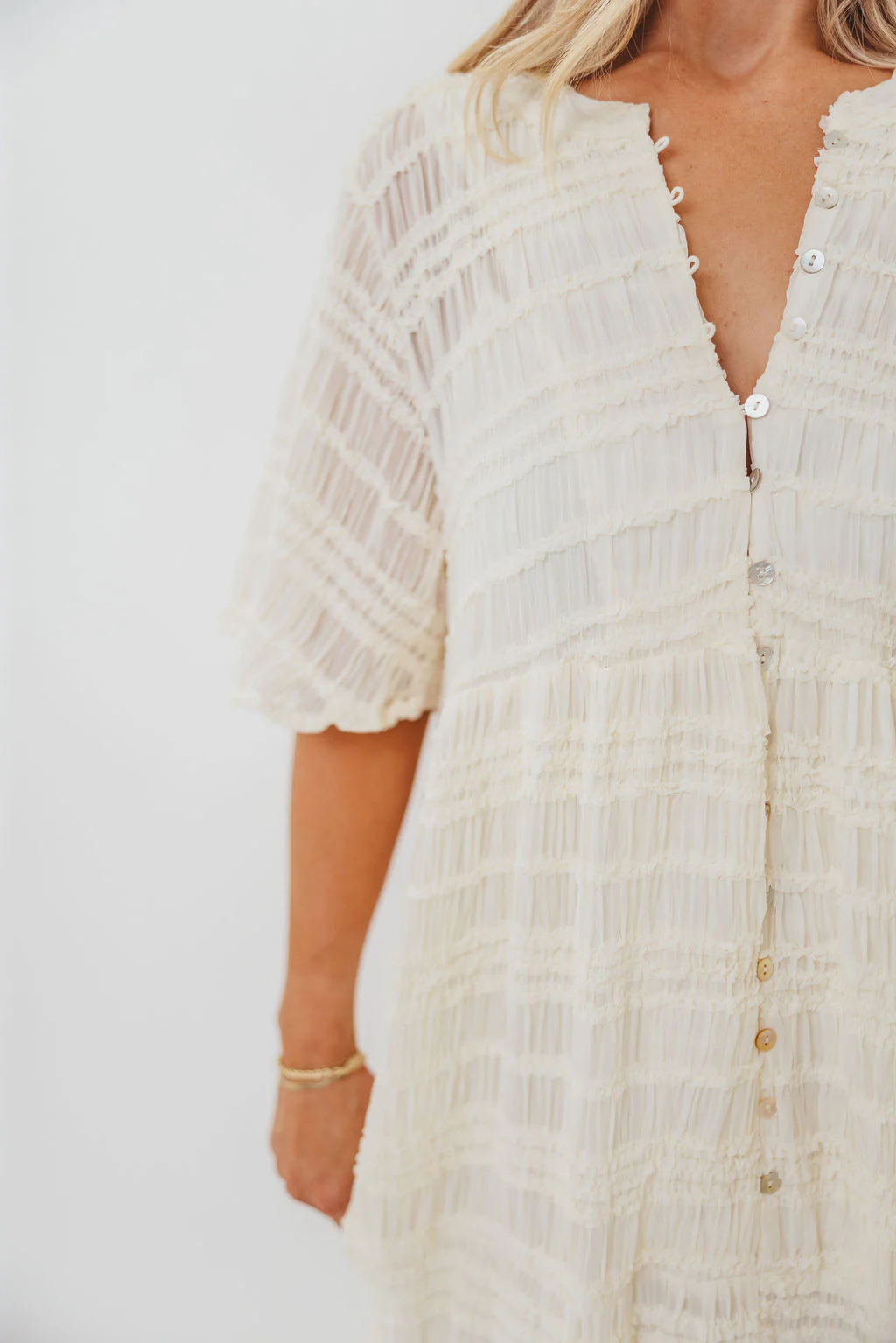 Kristin Tiered Woven Maxi Dress with Detachable Liner in Ivory - Bump Friendly (Restocking in August) - Image 20
