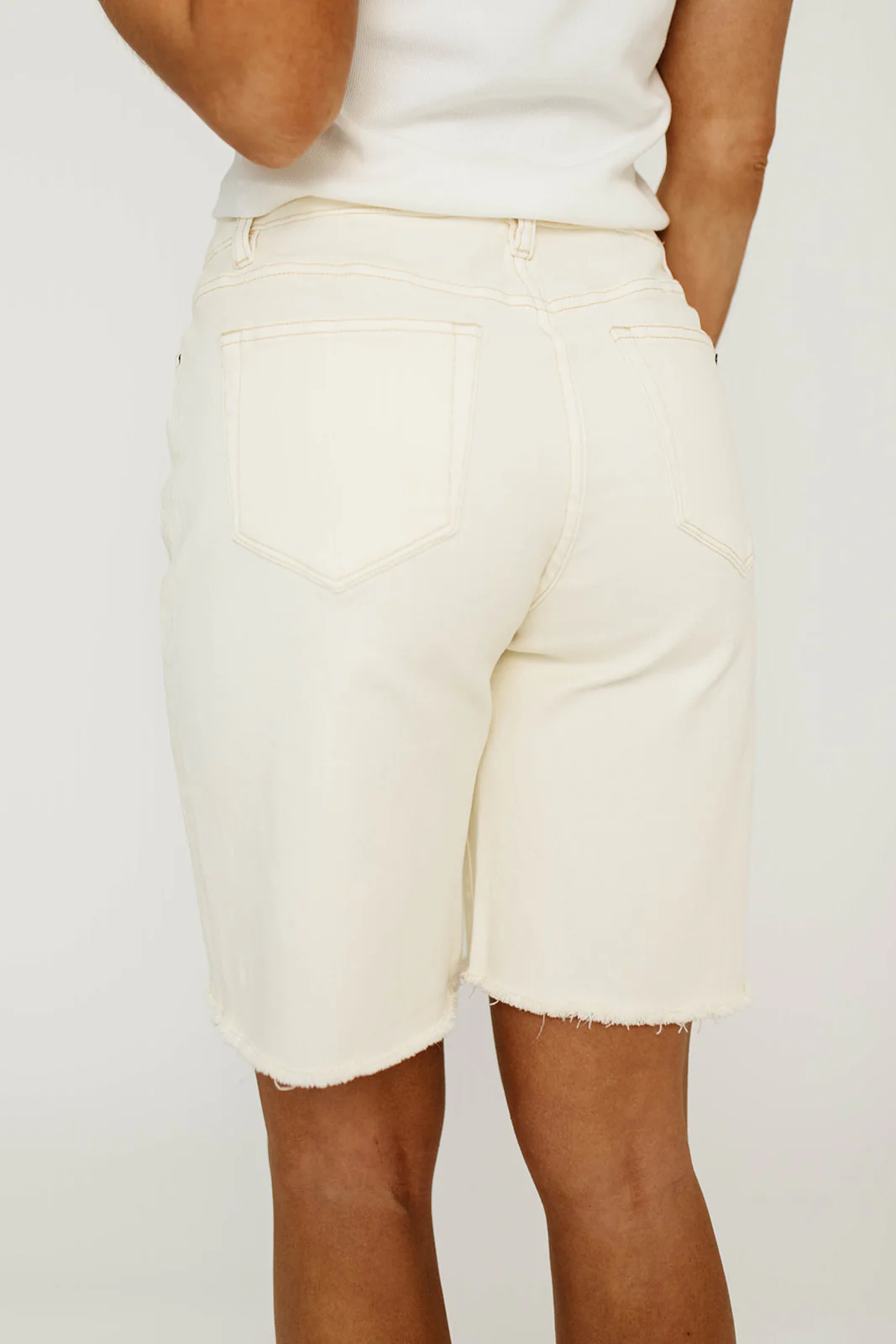 Zayla Super High Rise Relaxed Short in Ecru - Image 10